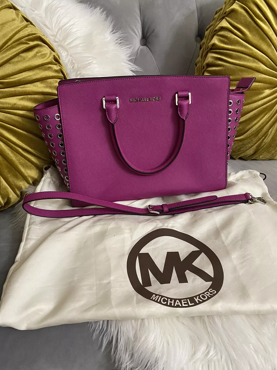 Michael Kors Purple Leather Mini Selma Crossbody Bag Michael Kors