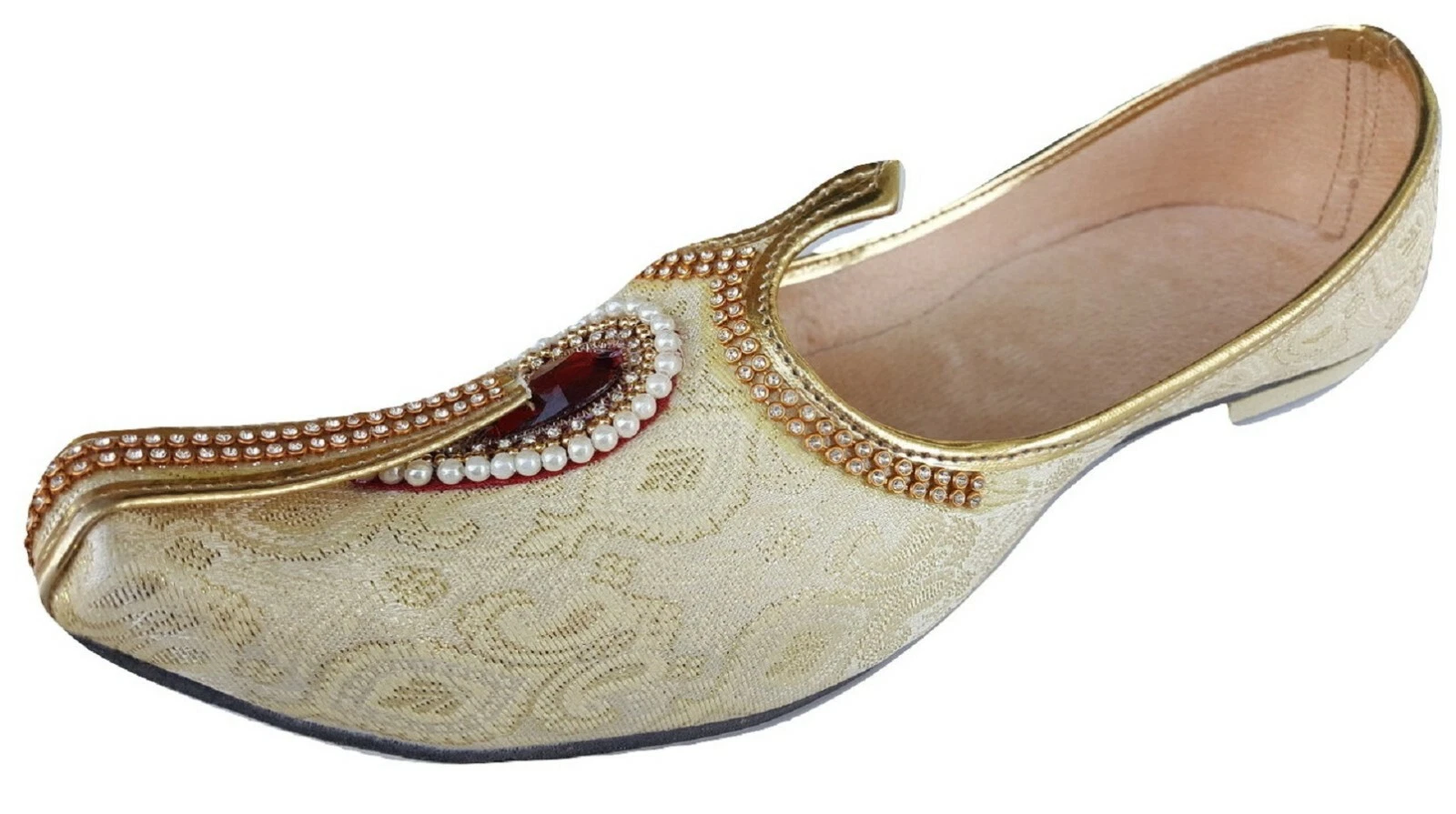 Aura Mens flat jutti wedding mojari sherwani ethnic shoes US size 8-12 CREAM