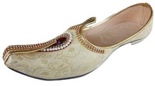 Aura Mens flat jutti wedding mojari sherwani ethnic shoes US size 8-12 CREAM