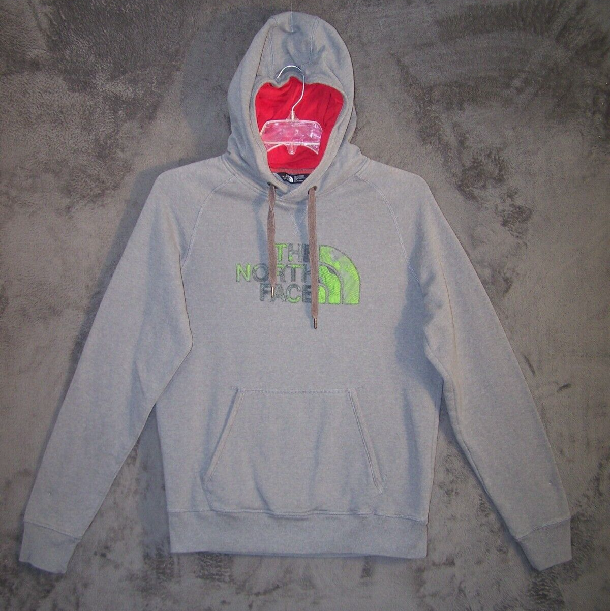 The North Face Gray Hoodie with Logo for Men in Medium Size Long Sleeve