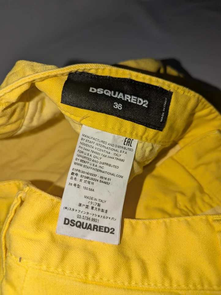 Pantalones cortos informales para mujer Dsquared2 amarillos de mezclilla US IT 36 Foto 4 de 4
