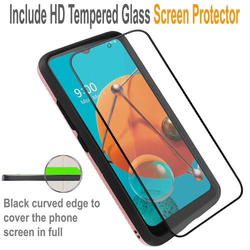 For LG K51 / Reflect L555DL Case Built Kickstand Cover +Tempered Glass Protector - Zdjęcie 11 z 32