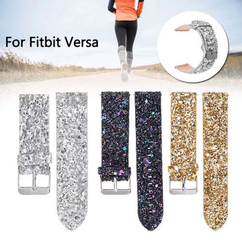 Bling Glitzer Lederarmband Armband für Fitbit Versa Lite/Versa 2 Uhrenarmband - Bild 3 von 12