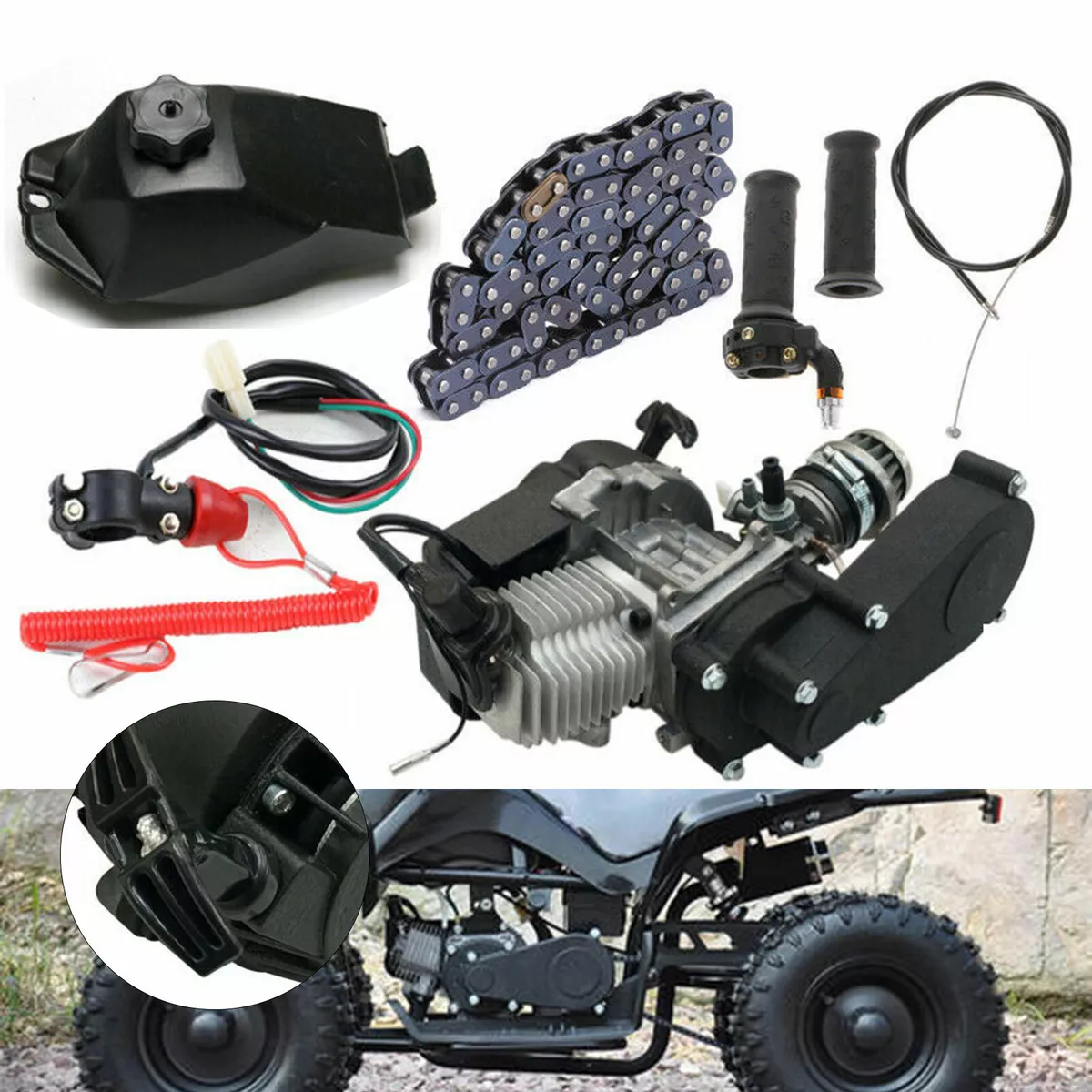 49CC 2Stroke Engine Motor Kit Pull Start For Pocket Mini Quad Bike Scooter  ATV