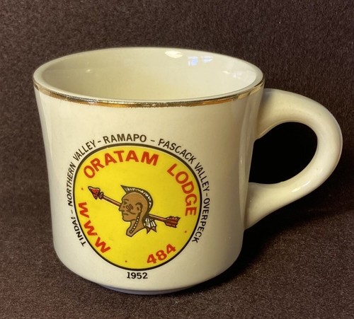 Vintage 1952 Boy Scouts Of America Mug “ORATAM LODGE 484” ~ item D96