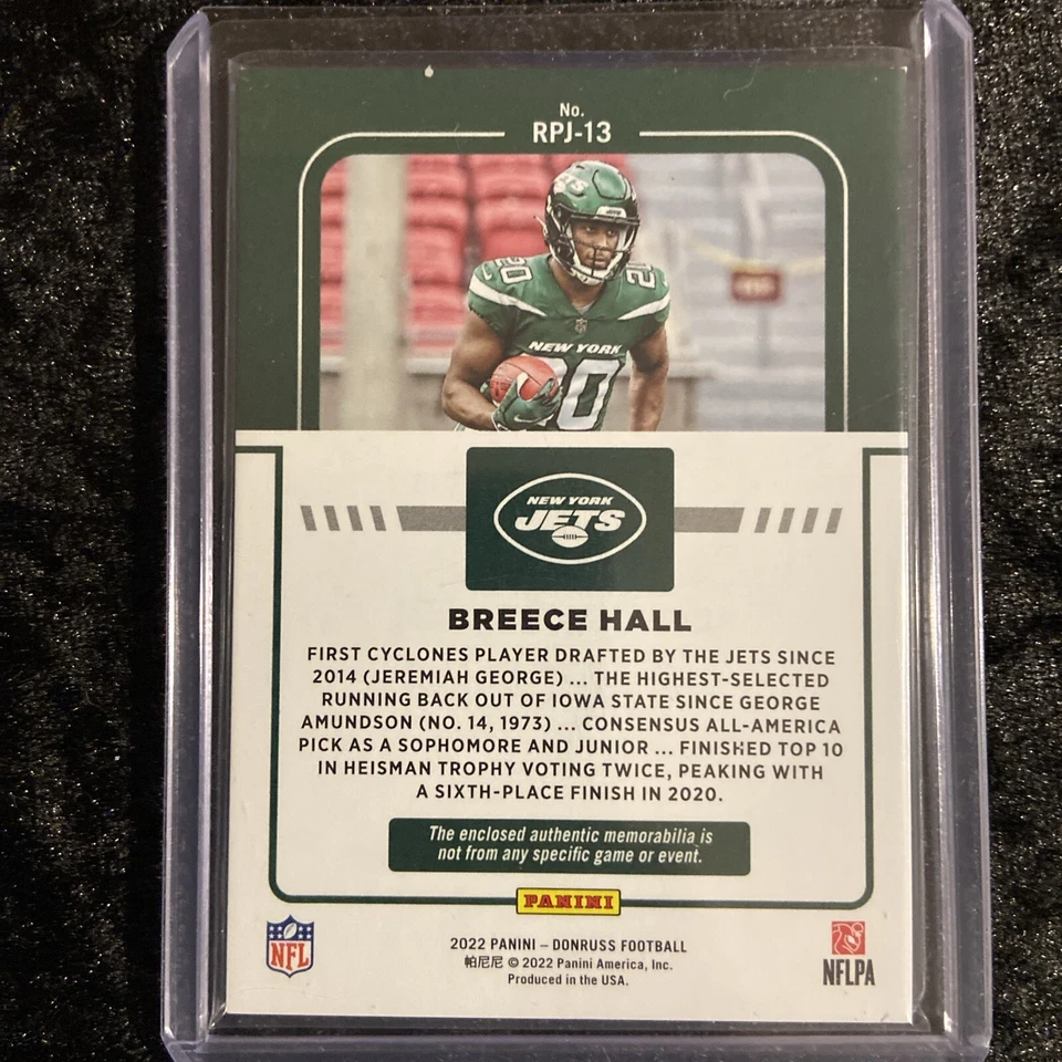 2022 Panini Donruss - Rookie Phenom Jerseys Prime #RPJ-13 Breece Hall /25 (MEM, - Image 2 of 2