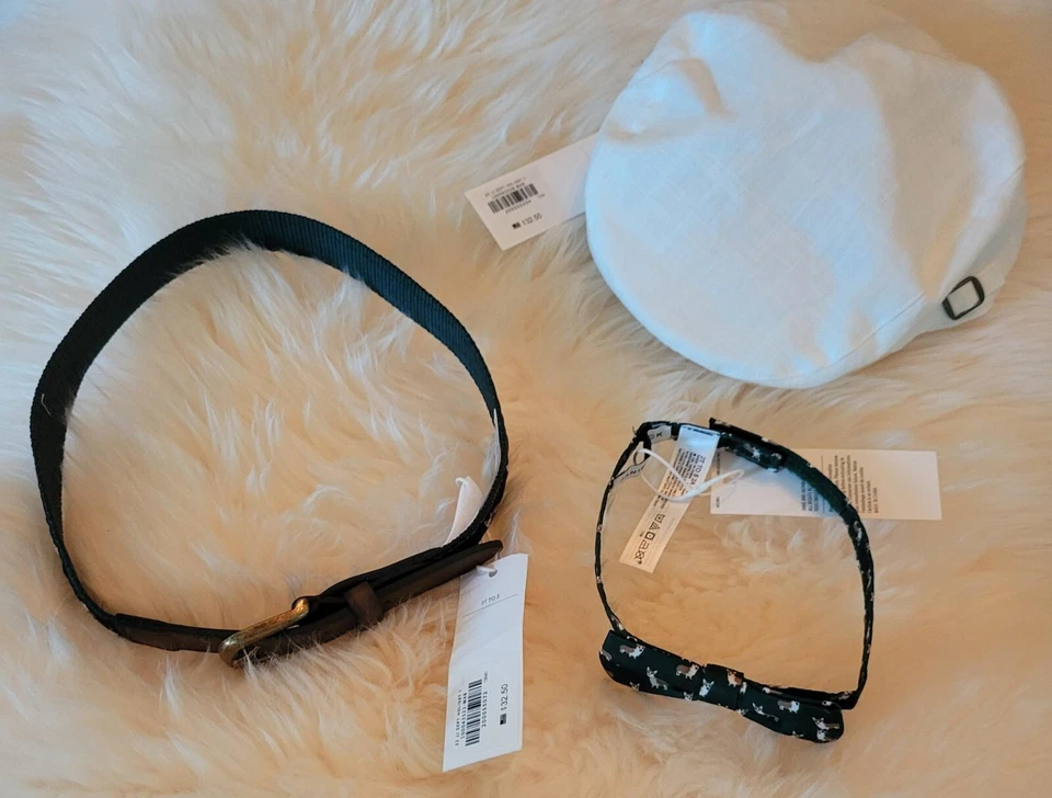 Janie and Jack Lino Gorra de Newsboy Corgi Bordado Cinturón 2t 3t Pajarita Niños Lote Foto 2 de 4