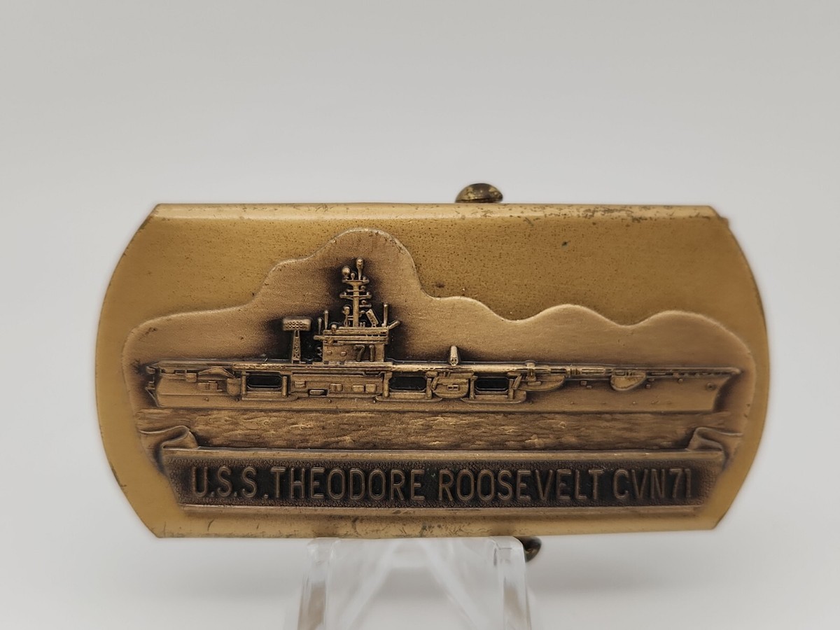 USS Theodore Roosevelt Custom made Navy Belt Buckle CVN-71 Brass