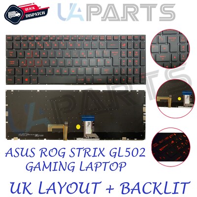 Für ASUS ROG STRIX GL502 502V VM-VT-VY-VS-FX UK Layout Laptop Tastatur & Hintergrundbeleuchtung