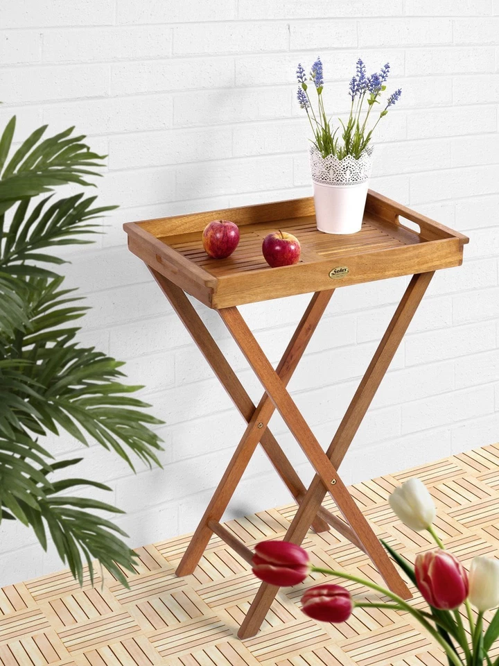 DELHI Gartentisch Klapptisch Bistrotisch Balkontisch Holztisch 60x40cm Tablett - Bild 1 von 1