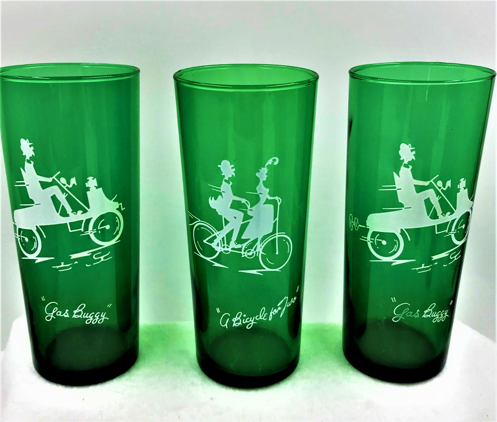 Vtg 6 Forest Green Anchor Hocking Iced Tea Gay