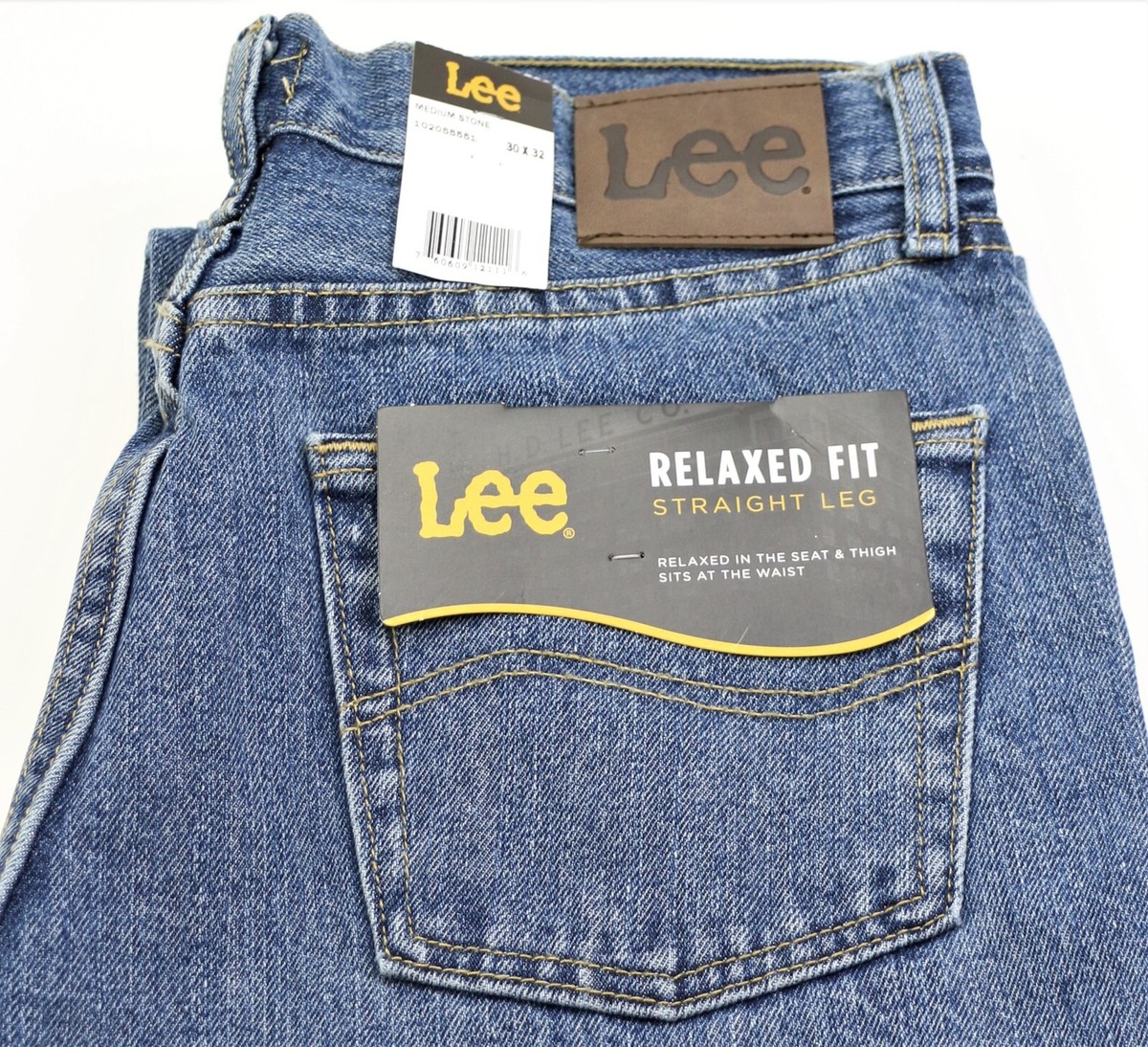 LEE RELAXED FIT STRAIGHT LEG JEANS Men`s Sizes Medium Stone 100
