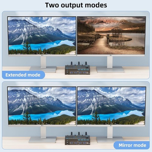 4K@120Hz KVM Switch 2 Monitors 2 Computers 8K@60Hz,Camgeet HDMI and Displayport - Afbeelding 4 van 5