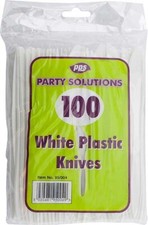 5 x Pack Of 100 White Disposable knives BBQ Parties Cake Wedding