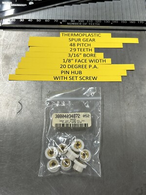 QTY 1 STOCK GEARS PLASTIC SPUR GEAR 48 PITCH 29 TEETH 3/16  BORE WITH SET SCREW