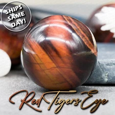 Red Tiger's Eye Crystal Gem Sphere Smooth Pocket Worry Stone Crystal Ball Heal