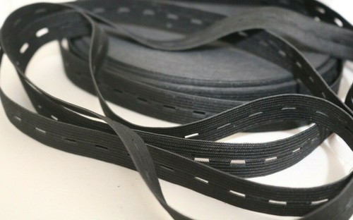 10 YARDS BLACK / WHITE BUTTONHOLE ELASTIC 3/4'' - Bild 2 von 7