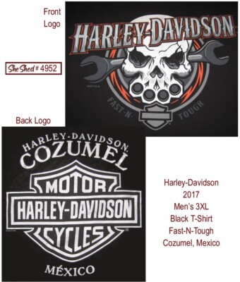 Harley-Davidson Cozumel Mexico T-Shirt Mens 3XL Black Fast N Tough Skull Graphic