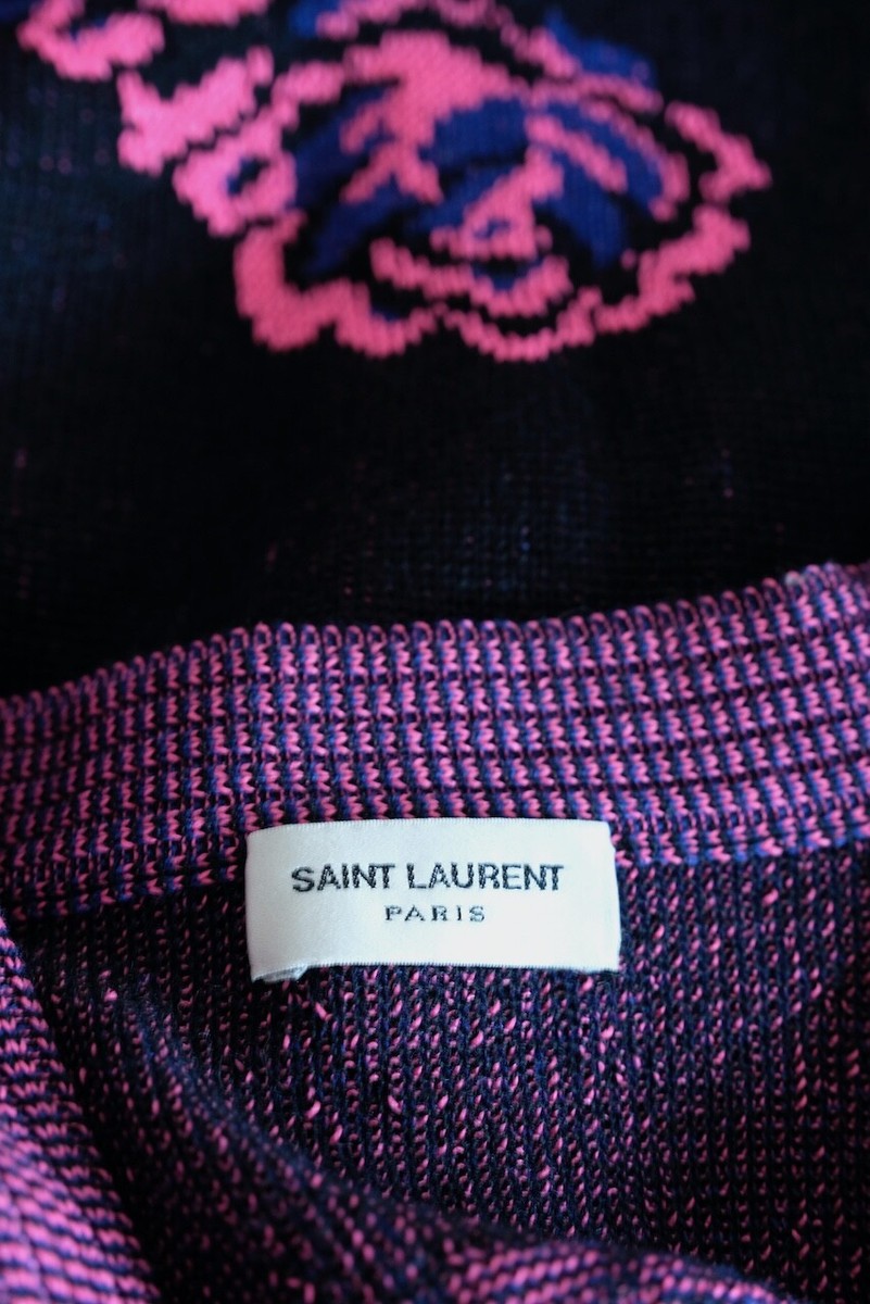 Saint Laurent Knit Cardigan SS16 Surf Sound Rose Floral Hedi Saint Laurent Knit Cardigan SS16 Surf Sound Rose Floral Hedi