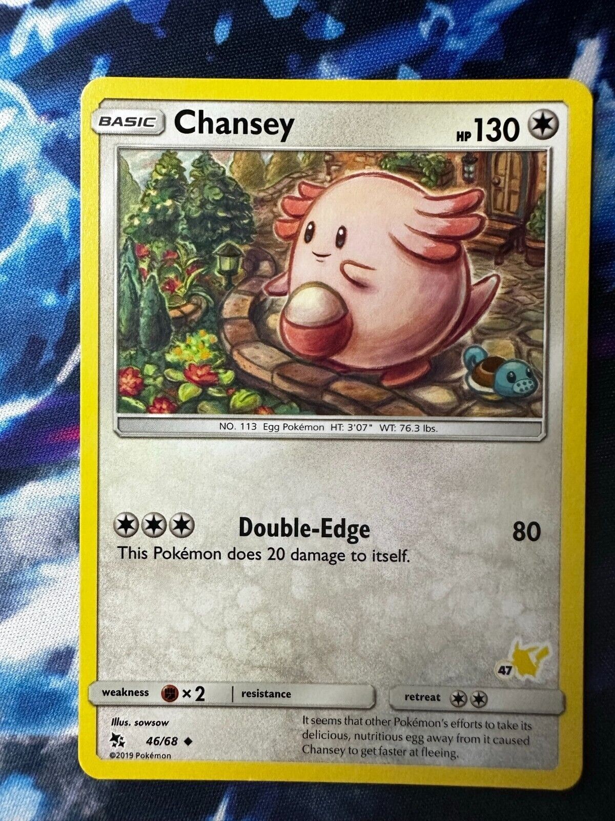Chansey #47 46/68 Hidden Fates Pikachu Stamped Pokemon TCG Card NM + Cardsaver
