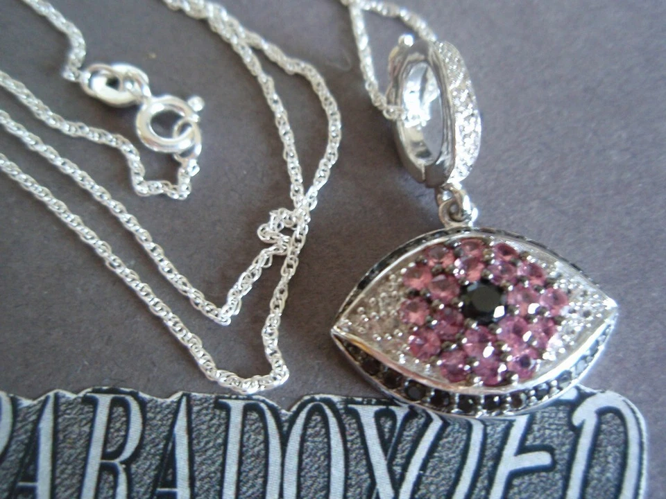 Collar de espinela de zafiro rosa mal de ojo plata esterlina 925 de Carol Brodie rarezas Foto 4 de 4