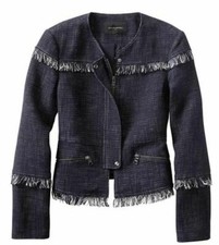Banana Republic Women Petite Fringe Boucl True Navy Jacket NWT 129.99