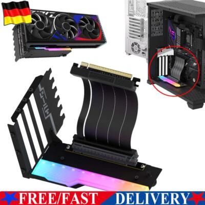 Vertikale GPU-Montagehalterung mit 15 cm PCI-E 4.0 X16 Riser-Kabel (Schwarz Hell