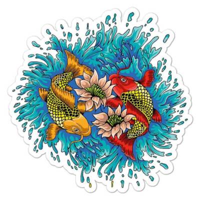 Koi Goldfish Pond Sticker Decal