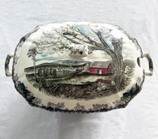 Vintage Johnson Brothers Friendly Village Rectangular Soup Tureen & Lid