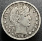 1893 O Barber Silver Quarter 25c 90% New Orleans Mint Choice Original VF+ Coin