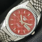 JAPAN VINTAGE REFURBISHED SEIKO 5 AUTOMATIC MENS RED COLOR DIAL WATCH a440366-a