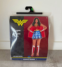 DC Wonder Woman Costume Complete Outfit Size M Red/Blue/Gold/White Cape 568