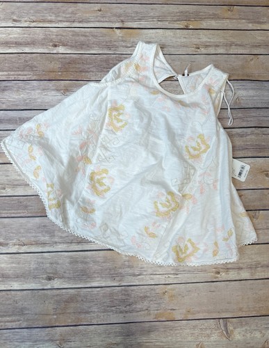 Free People Fun & Flirty Embroidered Crop Top In Ivory Combo Size S - Picture 2 of 5