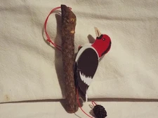 Vintage Wooden Pull String Jumping Jack Ornament Hand Crafted Woodpecker Bird