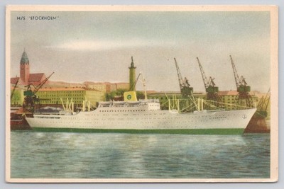M/S Stockholm Swedish American Line Postcard 1949 Gothenburg New York