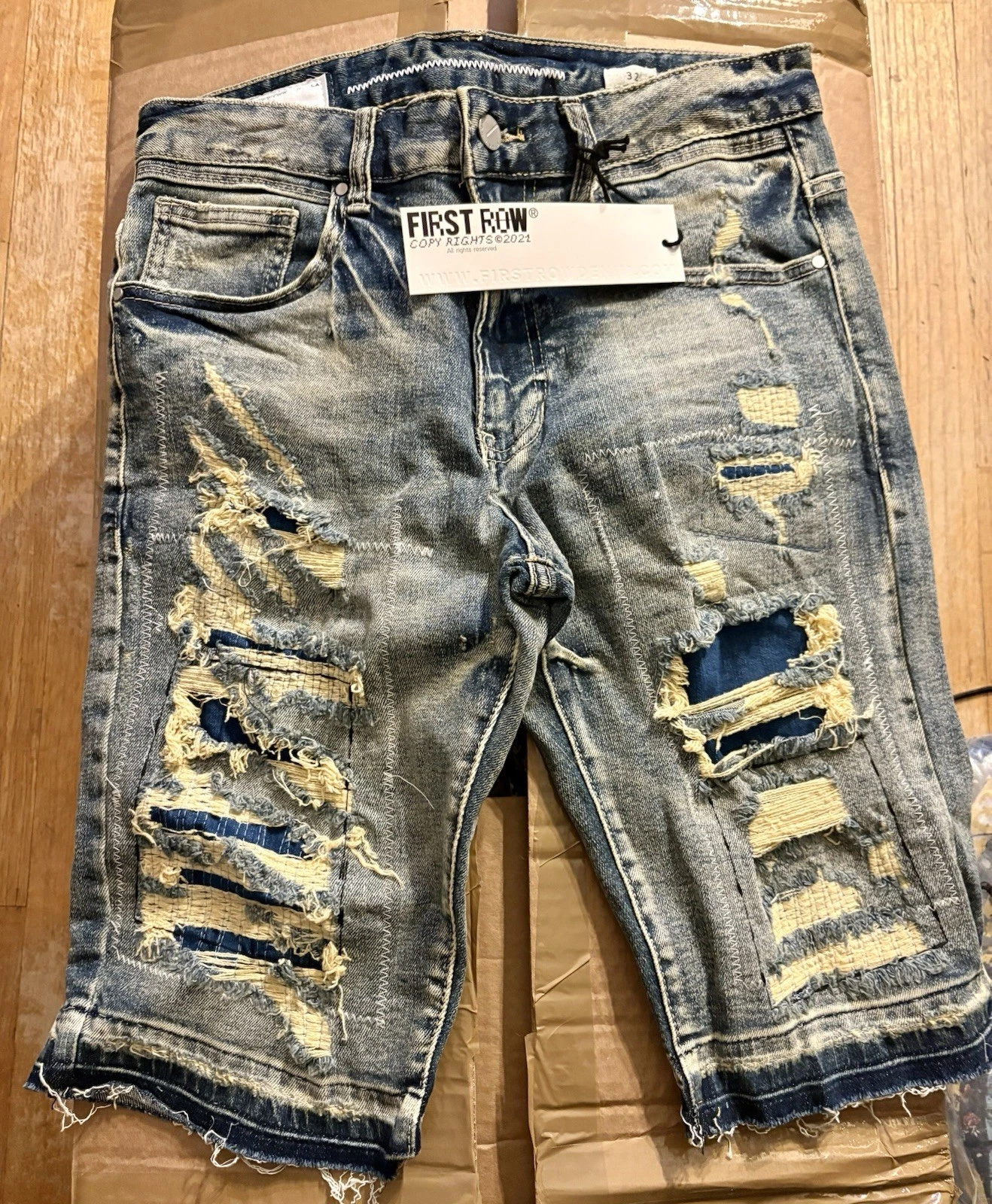 First Row Distressed Denim Shorts different sizes BNWT