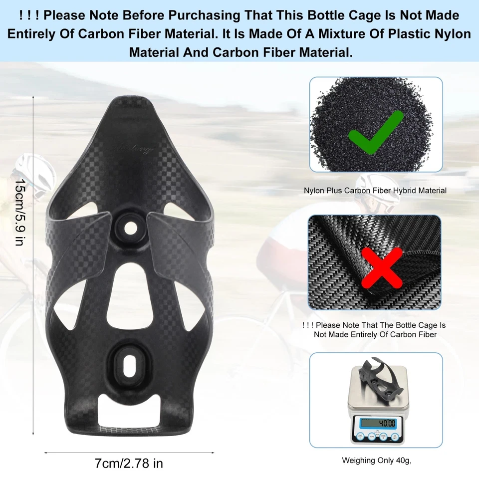 Клетка для бутылки воды нейлон углеродное волокно легкий держатель для дорожного горного велосипеда велосипеда - Изображение 3 из 4