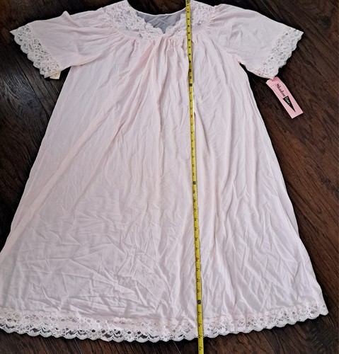 VTG NOS Shadowline Nightgown 36051 Women's Med Pink Nylon Lace Trim Coquette - Picture 15 of 18