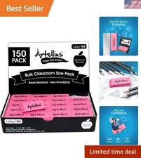 Smooth-Gliding Large Pink Erasers - Perfect for Kids  Classroom Use, 150 Pack