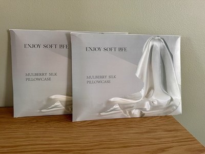 Enjoy Soft Life Mulberry Silk Pillowcase Set of 2 Beige 20 x 30 in