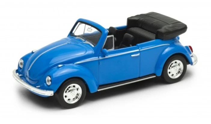 Welly Volkswagen Maggiolino Cabrio Blu Scala 1:34 1:39 Auto 4,5 Pollici in... - Immagine 2 di 4