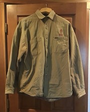 Vintage Carhartt Canvas Work Shirt Mens Size Large L Flannel Lined Distressed