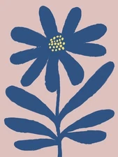 Art mural minimaliste à fleurs bleues - Affiche florale moderne -...