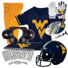 West Virginia Mountaineers Kids NCAA 11pc Deluxe Football Uniform Set, Medium