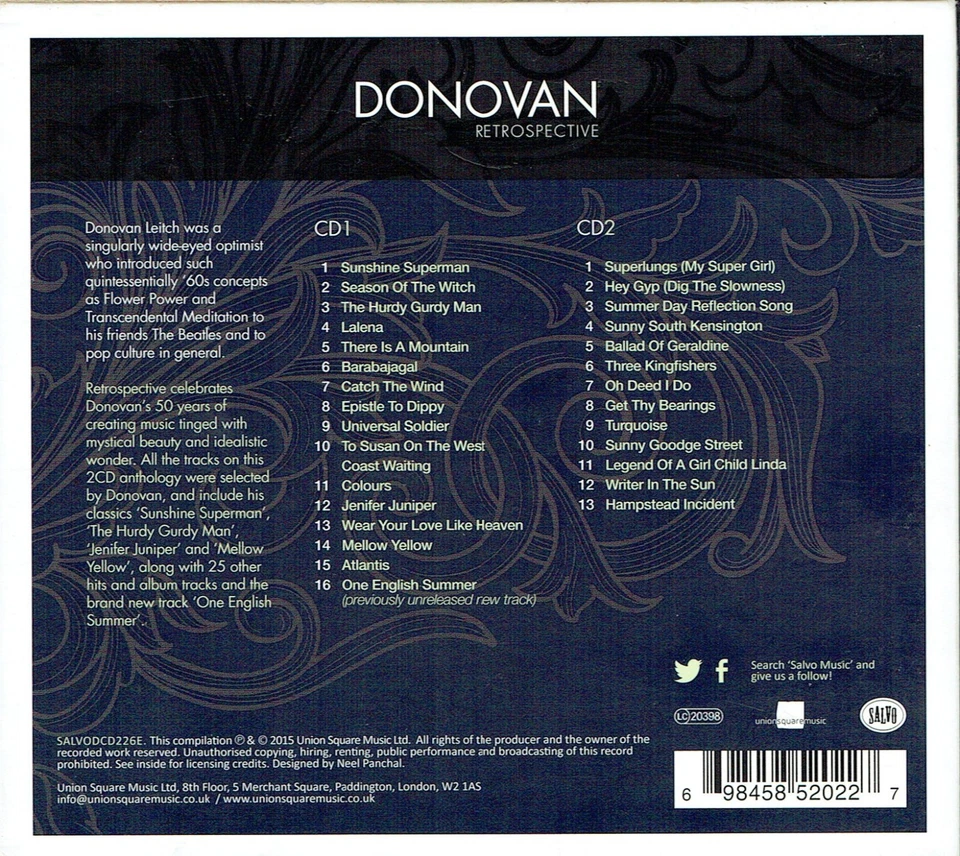 (2CDs) Donovan - Retrospective - Atlantis, The Hurdy Gurdy Man, Jennifer Juniper - Bild 2 von 2