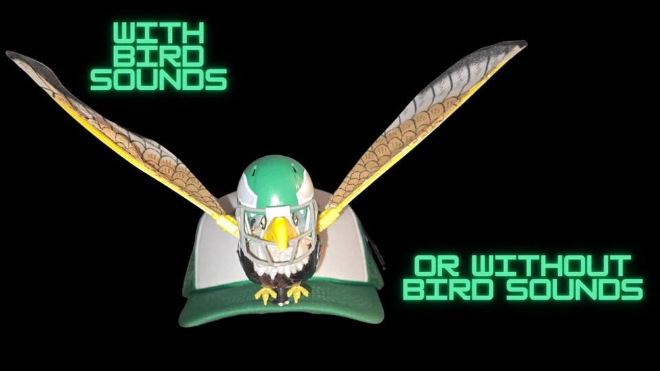 Шляпа Philadelphia Eagles хлопающие крылья с зелеными светодиодными глазами и шлемом - Изображение 4 из 4