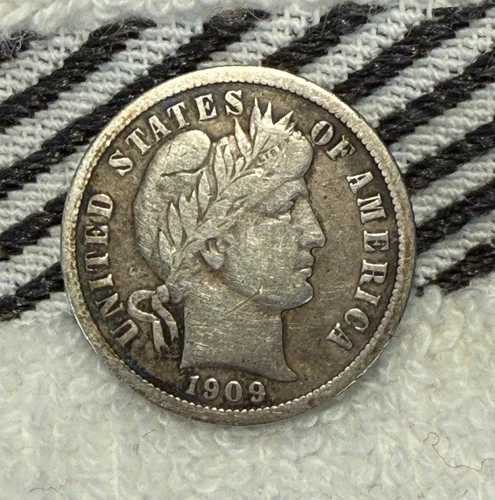 VF+ 1909 U.S. Barber Dime