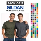 Gildan ULTRA COTTON T-Shirt 2000 Unisex Plain Short Sleeves 5-Pack Tees Bulk Lot