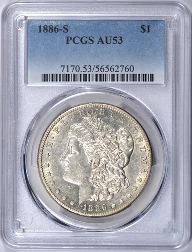 1886-S MORGAN SILVER DOLLAR PCGS AU53