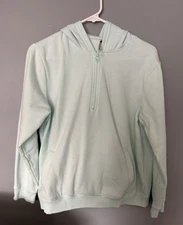 Ebb & Flow Hoodie 1/4 zip Women Size Large Mint Travel Athleisure Pocket